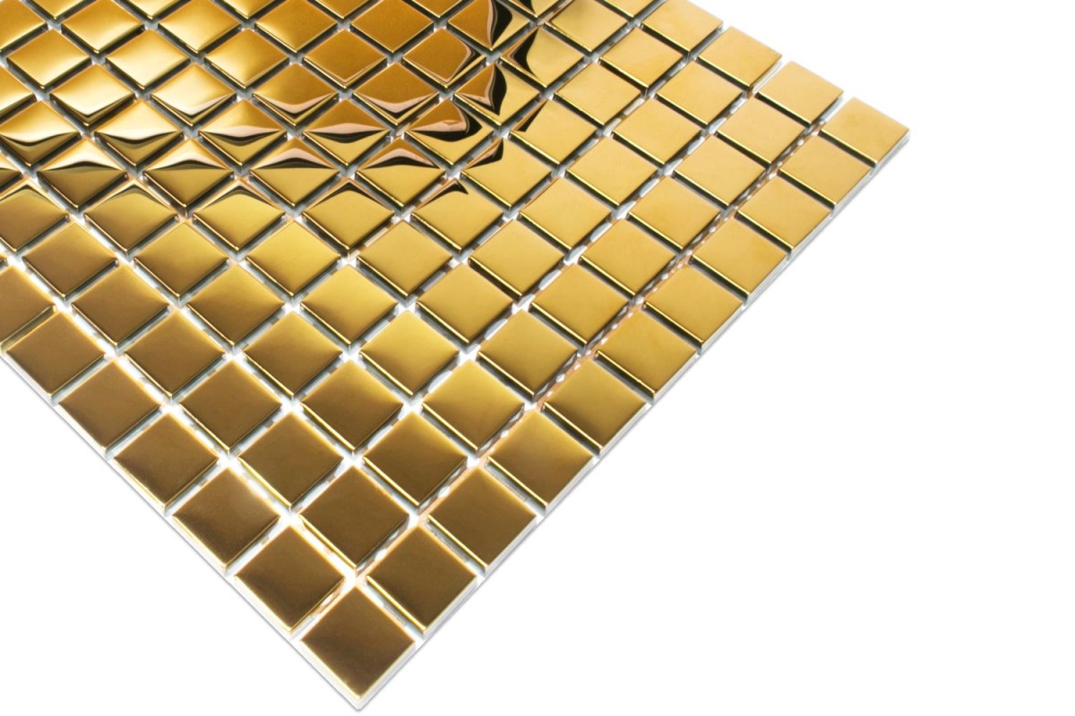 MOZAIKA SZKLANA ZŁOTA GOLD METALIC 30x30cm 8mm – dekoracyjne do wnętrz – Szklane Mozaiki