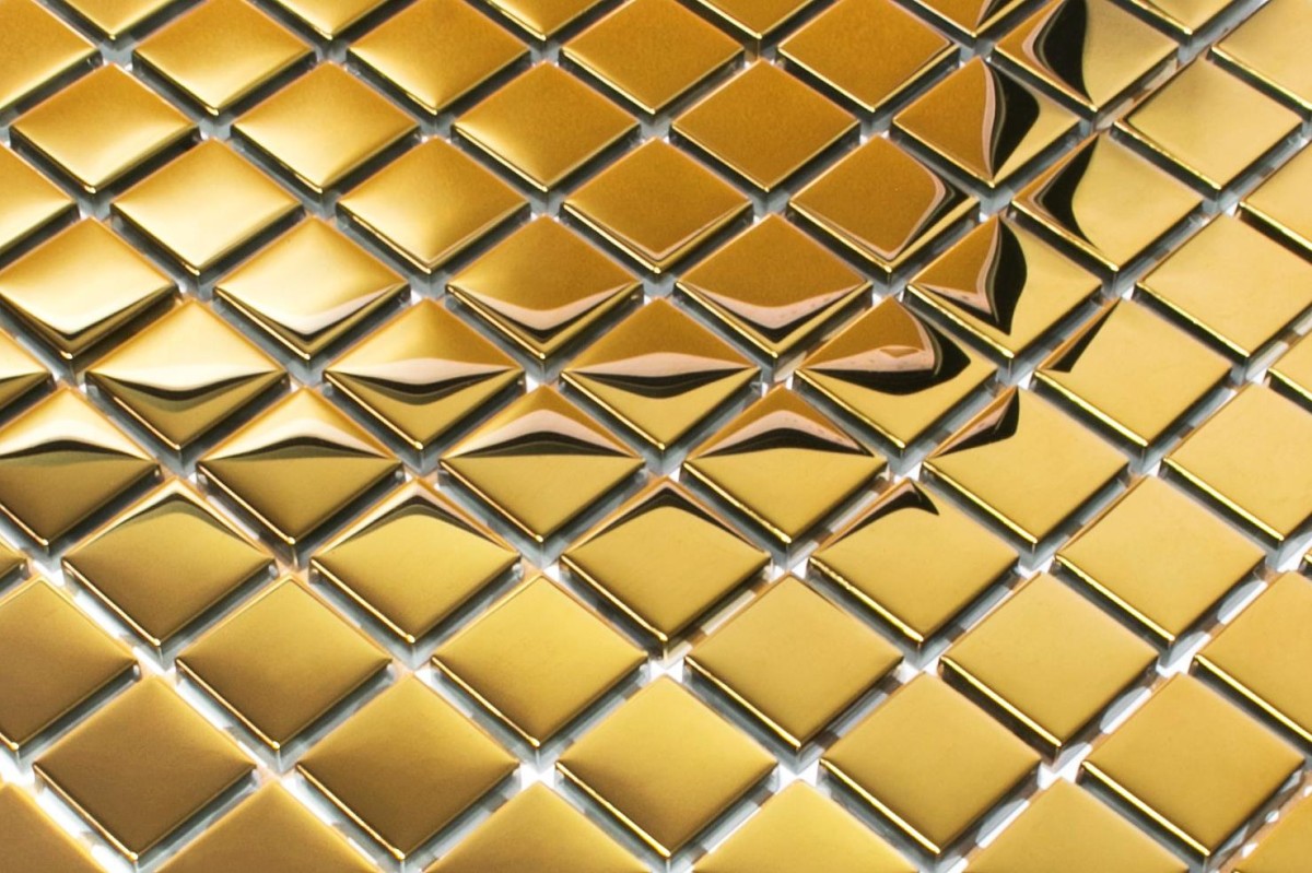 MOZAIKA SZKLANA ZŁOTA GOLD METALIC 30x30cm 8mm – dekoracyjne do wnętrz – Szklane Mozaiki