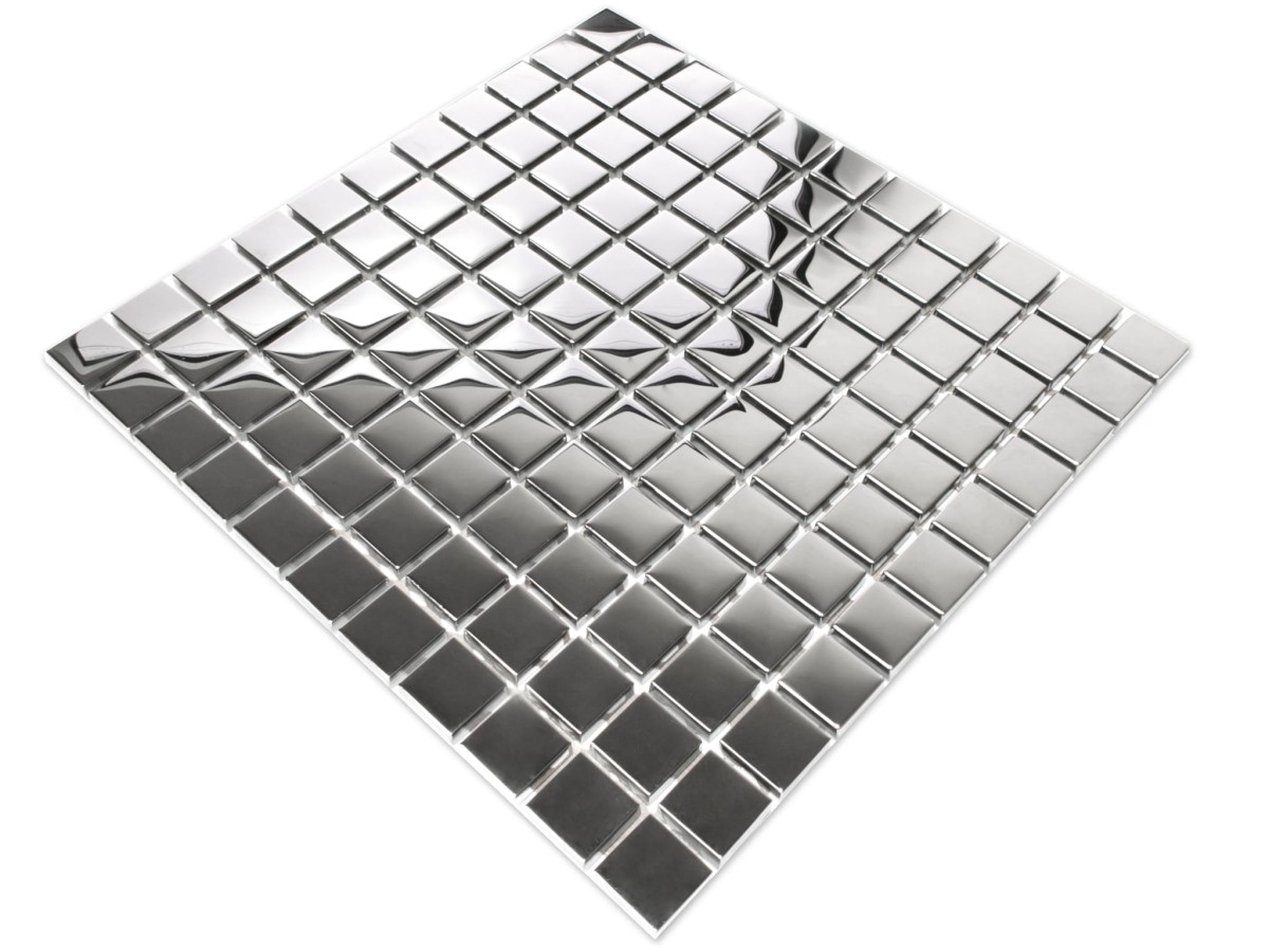 MOZAIKA SZKLANA SREBRNA SILVER CHROM METALIZOWANA 30x30cm 8mm – dekoracyjne do wnętrz – Szklane Mozaiki