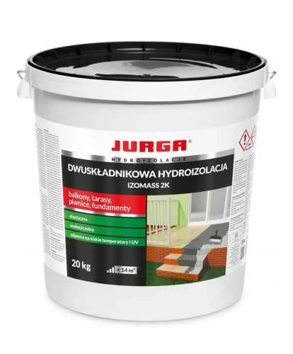 HYDROIZOLACJA DWUSKŁADNIKOWA – ZAPRAWA USZCZELNIAJĄCA JURGA IZOMASS 2K DO TARASÓW I BALKONÓW 20KG