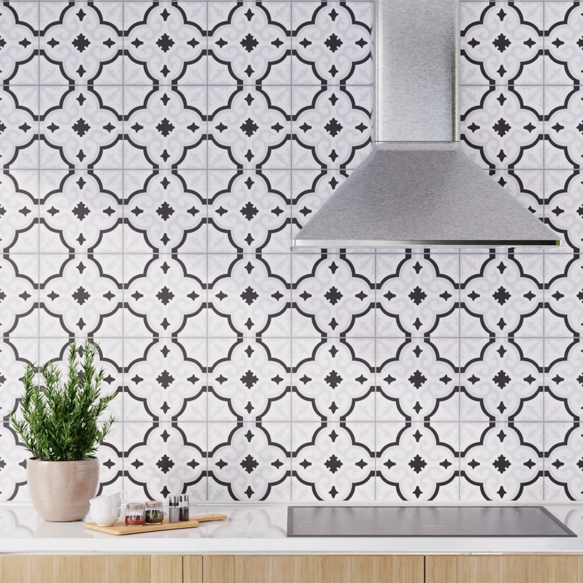 Dekoracyjna Płytka Gresowa Orly Black Patchwork 20x20 cm gat.I  – dekoracyjne do wnętrz – Szklane Mozaiki