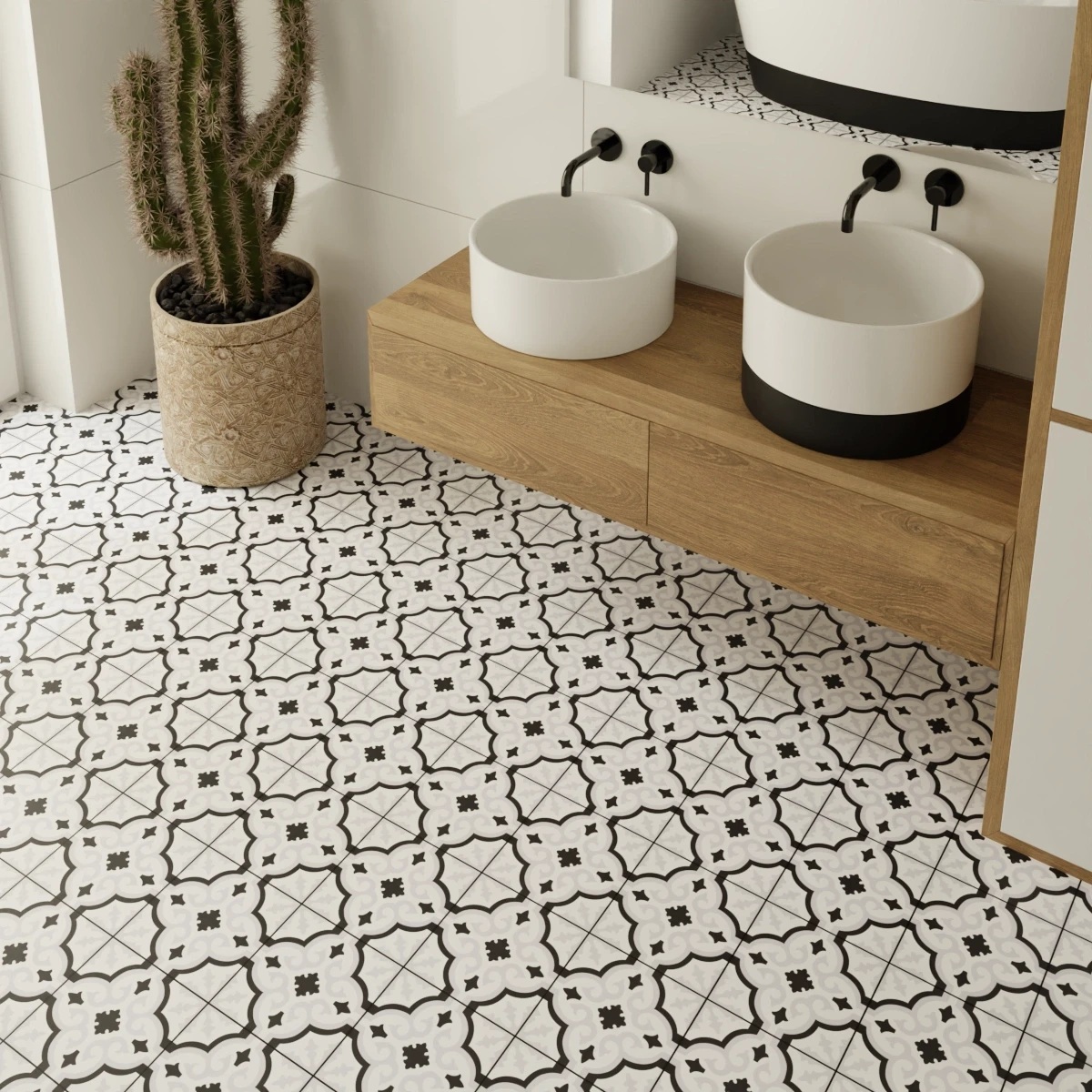 Dekoracyjna Płytka Gresowa Orly Black Patchwork 20x20 cm gat.I  – dekoracyjne do wnętrz – Szklane Mozaiki