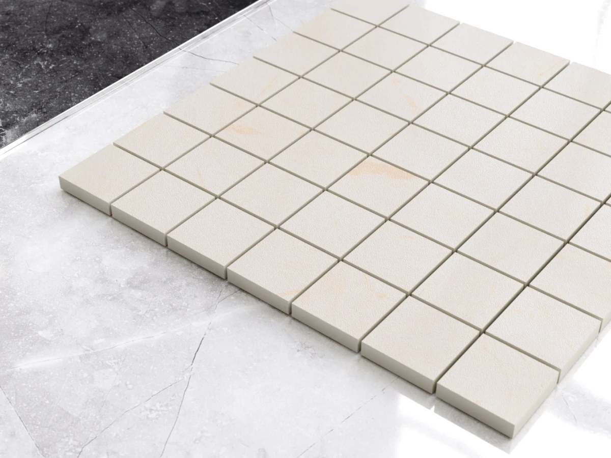 MOZAIKA GRESOWA URAL CREAM 29.2 x 29.2 cm kostka 4 cm – dekoracyjne do wnętrz – Szklane Mozaiki