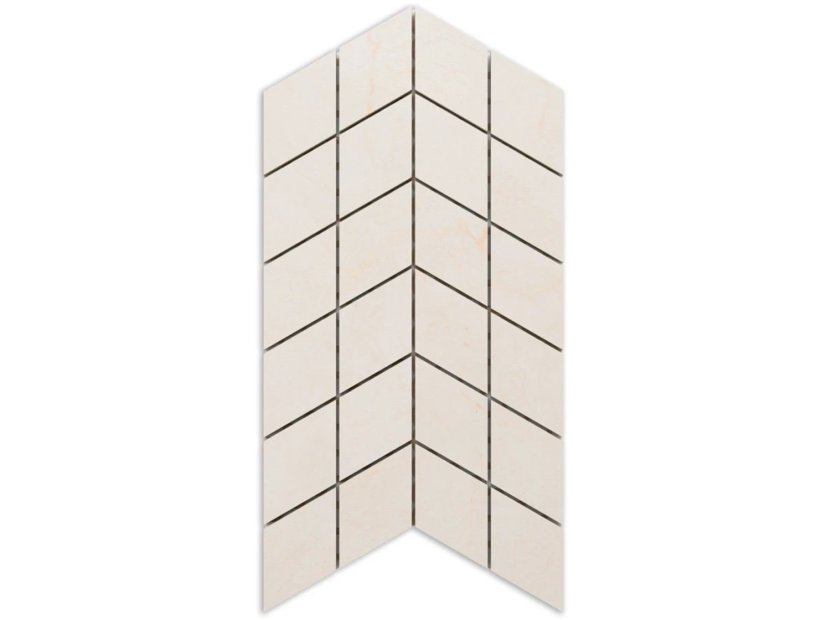 MOZAIKA GRESOWA DOUBLE CHEVRON URAL CREAM – dekoracyjne do wnętrz – Szklane Mozaiki