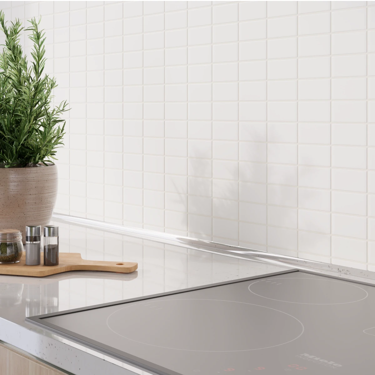 MOZAIKA CERAMICZNA BIAŁA CEGIEŁKA ALBIR BIANCO MATOWA – dekoracyjne do wnętrz – Szklane Mozaiki