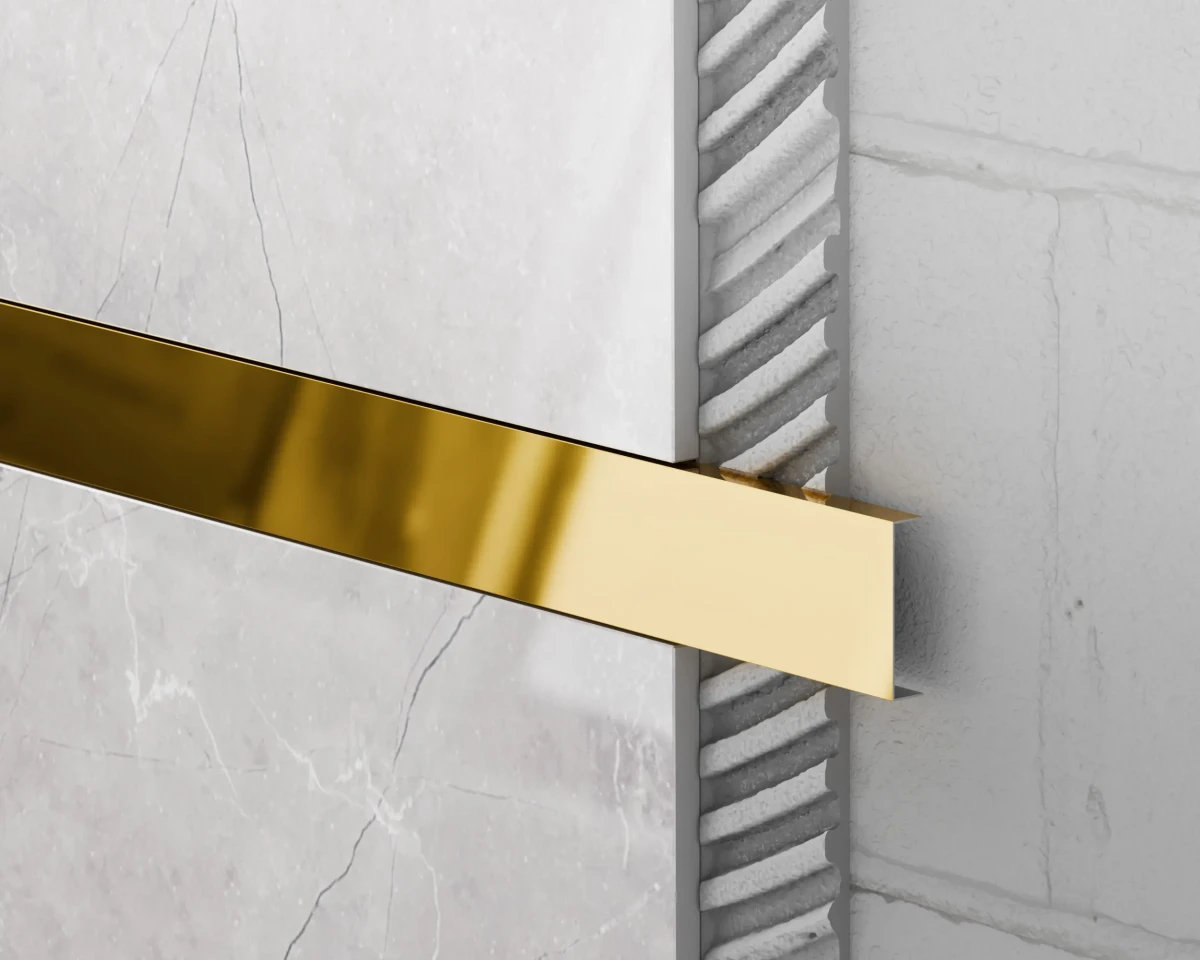 PROFIL METALOWY REKTYFIKOWANY U ZŁOTY GOLD POŁYSK POLER – dekoracyjne do wnętrz – Szklane Mozaiki