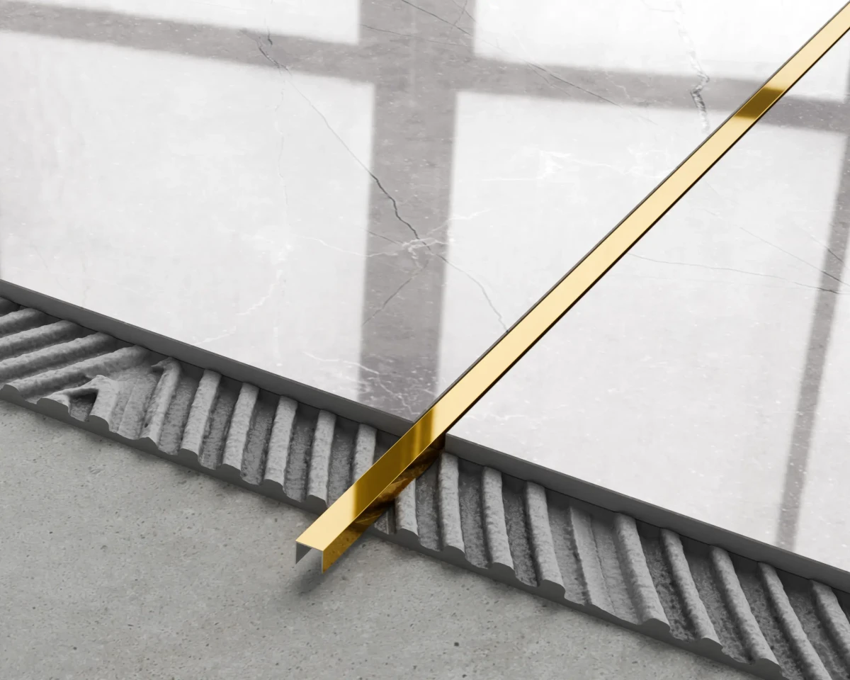 PROFIL METALOWY REKTYFIKOWANY U ZŁOTY GOLD POŁYSK POLER – dekoracyjne do wnętrz – Szklane Mozaiki