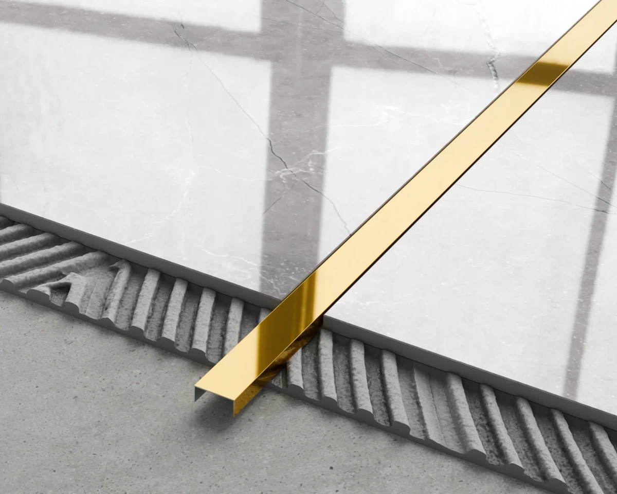PROFIL METALOWY REKTYFIKOWANY U ZŁOTY GOLD POŁYSK POLER – dekoracyjne do wnętrz – Szklane Mozaiki