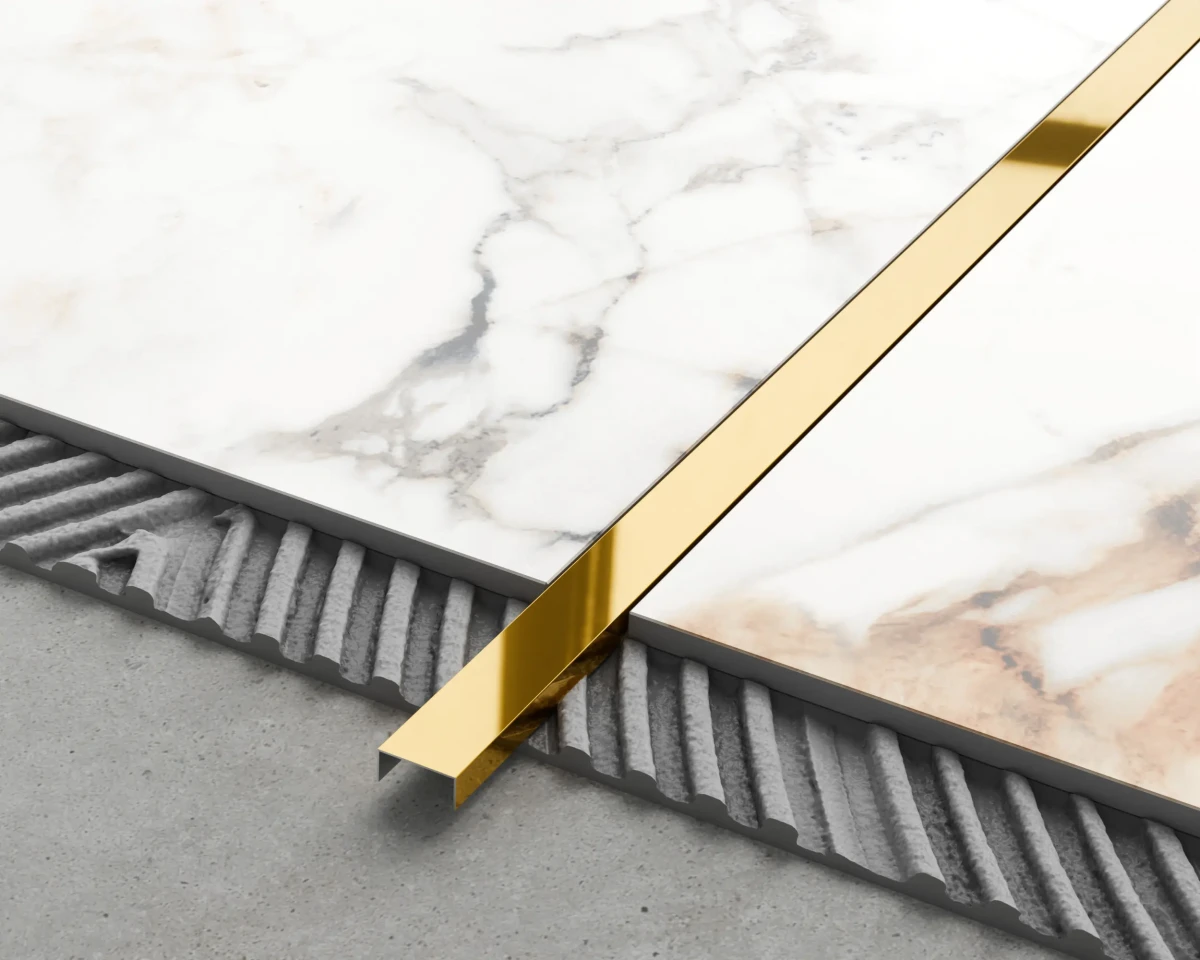 PROFIL METALOWY REKTYFIKOWANY U ZŁOTY GOLD POŁYSK POLER – dekoracyjne do wnętrz – Szklane Mozaiki