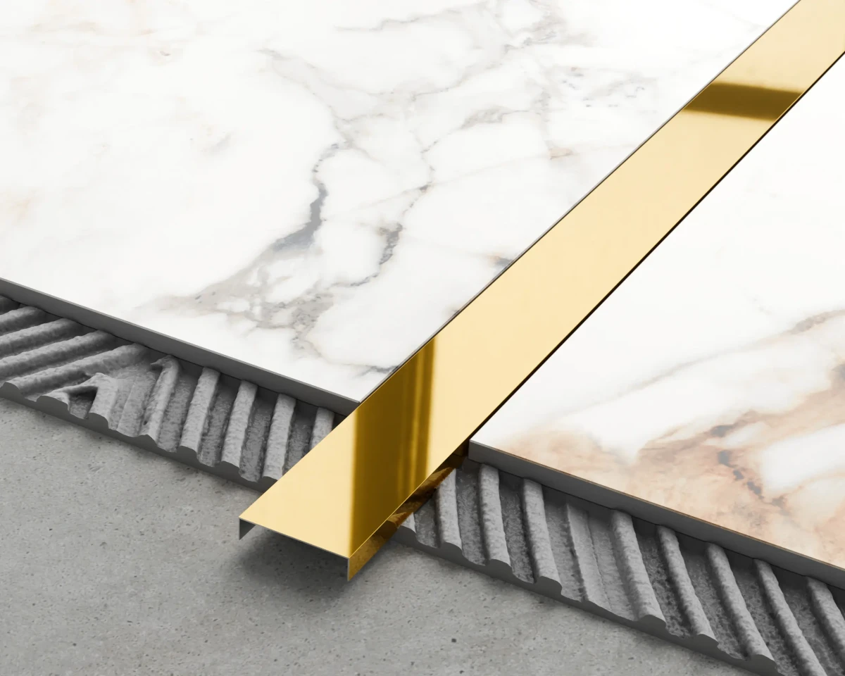 PROFIL METALOWY REKTYFIKOWANY U ZŁOTY GOLD POŁYSK POLER – dekoracyjne do wnętrz – Szklane Mozaiki