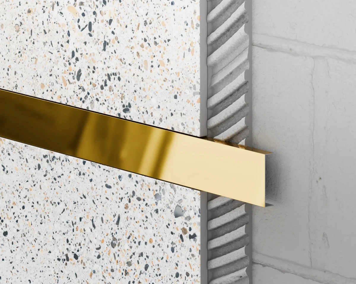 PROFIL METALOWY REKTYFIKOWANY U ZŁOTY GOLD POŁYSK POLER – dekoracyjne do wnętrz – Szklane Mozaiki
