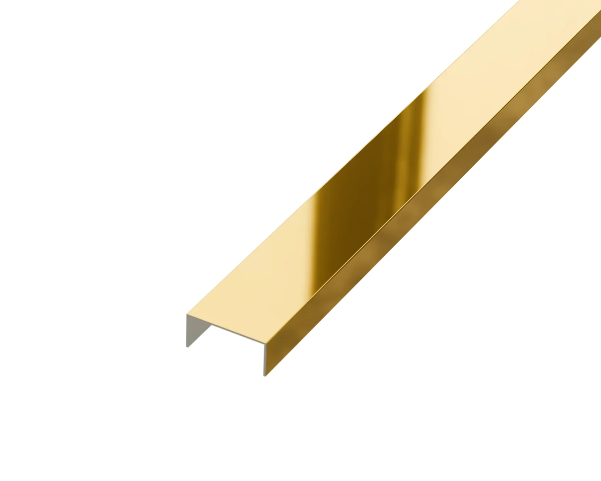 PROFIL METALOWY REKTYFIKOWANY U ZŁOTY GOLD POŁYSK POLER – dekoracyjne do wnętrz – Szklane Mozaiki