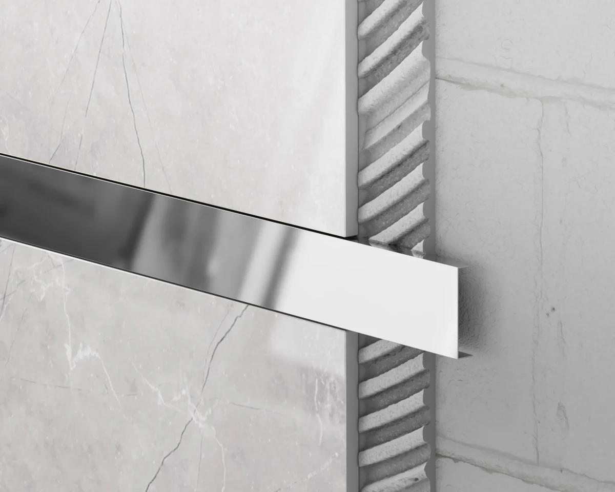PROFIL METALOWY REKTYFIKOWANY U SREBRNY SILVER POŁYSK POLER – dekoracyjne do wnętrz – Szklane Mozaiki