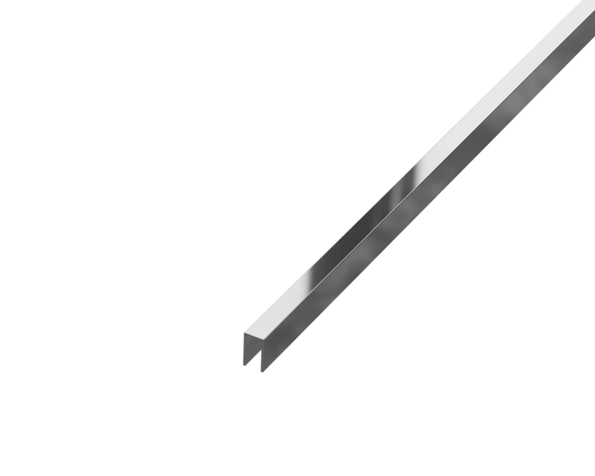 PROFIL METALOWY REKTYFIKOWANY U SREBRNY SILVER POŁYSK POLER – dekoracyjne do wnętrz – Szklane Mozaiki