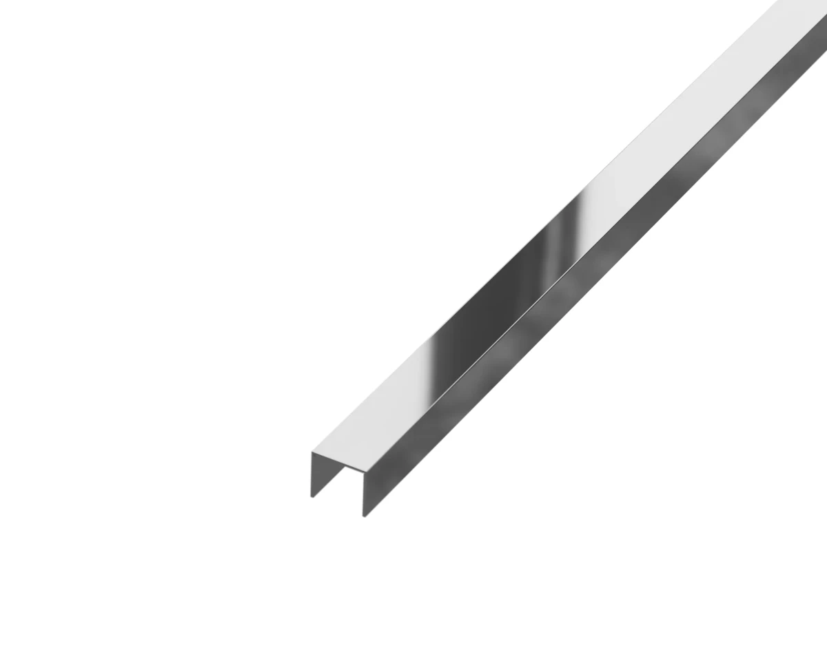 PROFIL METALOWY REKTYFIKOWANY U SREBRNY SILVER POŁYSK POLER – dekoracyjne do wnętrz – Szklane Mozaiki