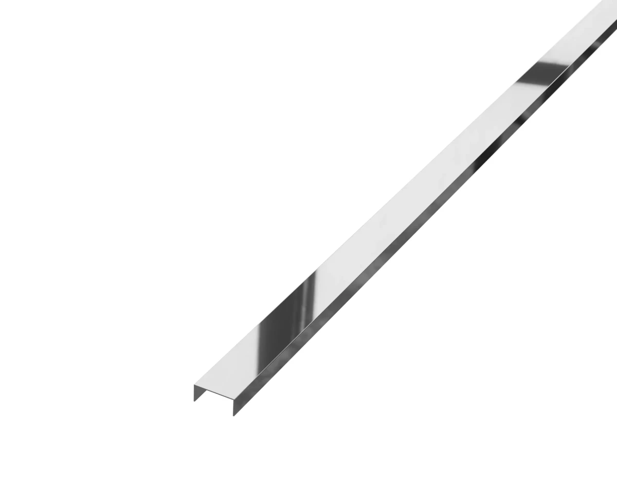 PROFIL METALOWY REKTYFIKOWANY U SREBRNY SILVER POŁYSK POLER – dekoracyjne do wnętrz – Szklane Mozaiki