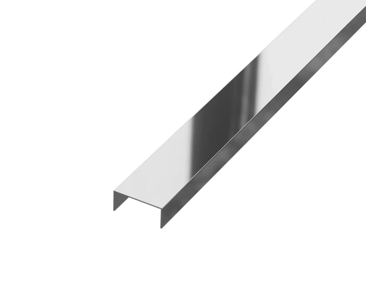 PROFIL METALOWY REKTYFIKOWANY U SREBRNY SILVER POŁYSK POLER – dekoracyjne do wnętrz – Szklane Mozaiki