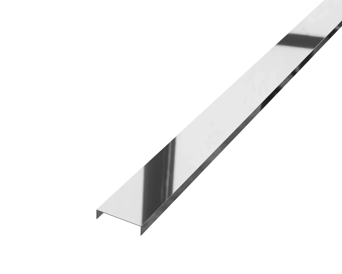 PROFIL METALOWY REKTYFIKOWANY U SREBRNY SILVER POŁYSK POLER – dekoracyjne do wnętrz – Szklane Mozaiki