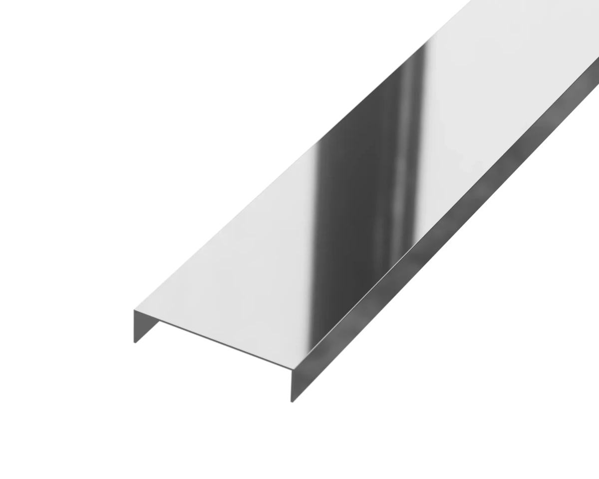 PROFIL METALOWY REKTYFIKOWANY U SREBRNY SILVER POŁYSK POLER – dekoracyjne do wnętrz – Szklane Mozaiki