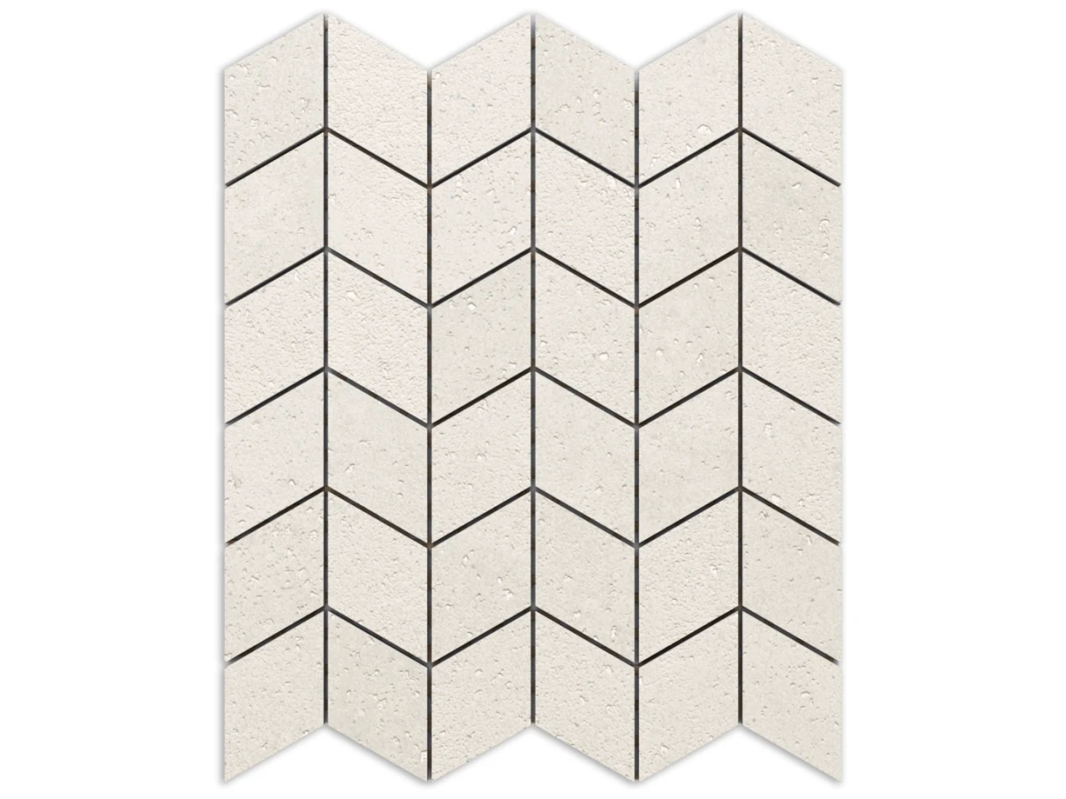 MOZAIKA GRESOWA CHEVRON ROMB PORTO CREMA CARVING – dekoracyjne do wnętrz – Szklane Mozaiki