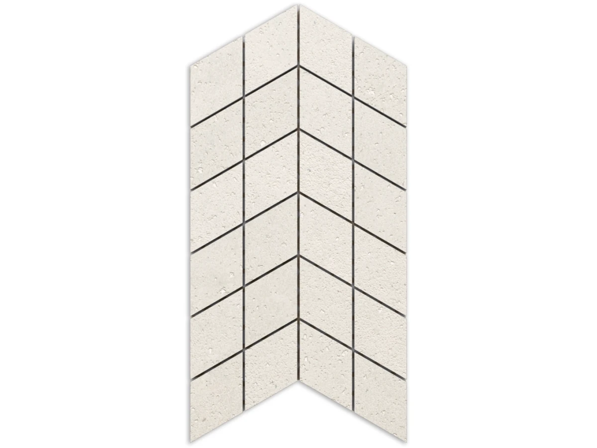 MOZAIKA GRESOWA DOUBLE CHEVRON PORTO CREMA CARVING – dekoracyjne do wnętrz – Szklane Mozaiki