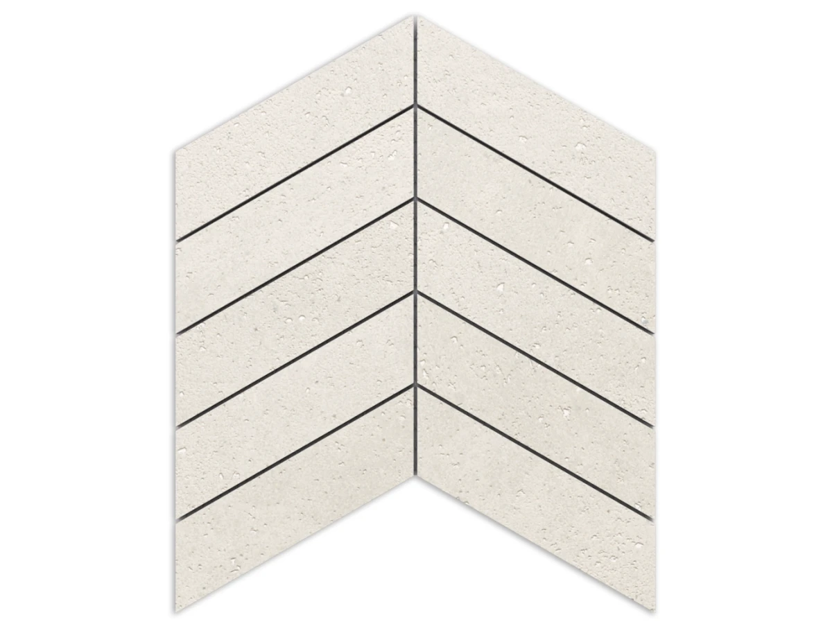 MOZAIKA GRESOWA CHEVRON JODEŁKA PORTO CREMA CARVING  – dekoracyjne do wnętrz – Szklane Mozaiki