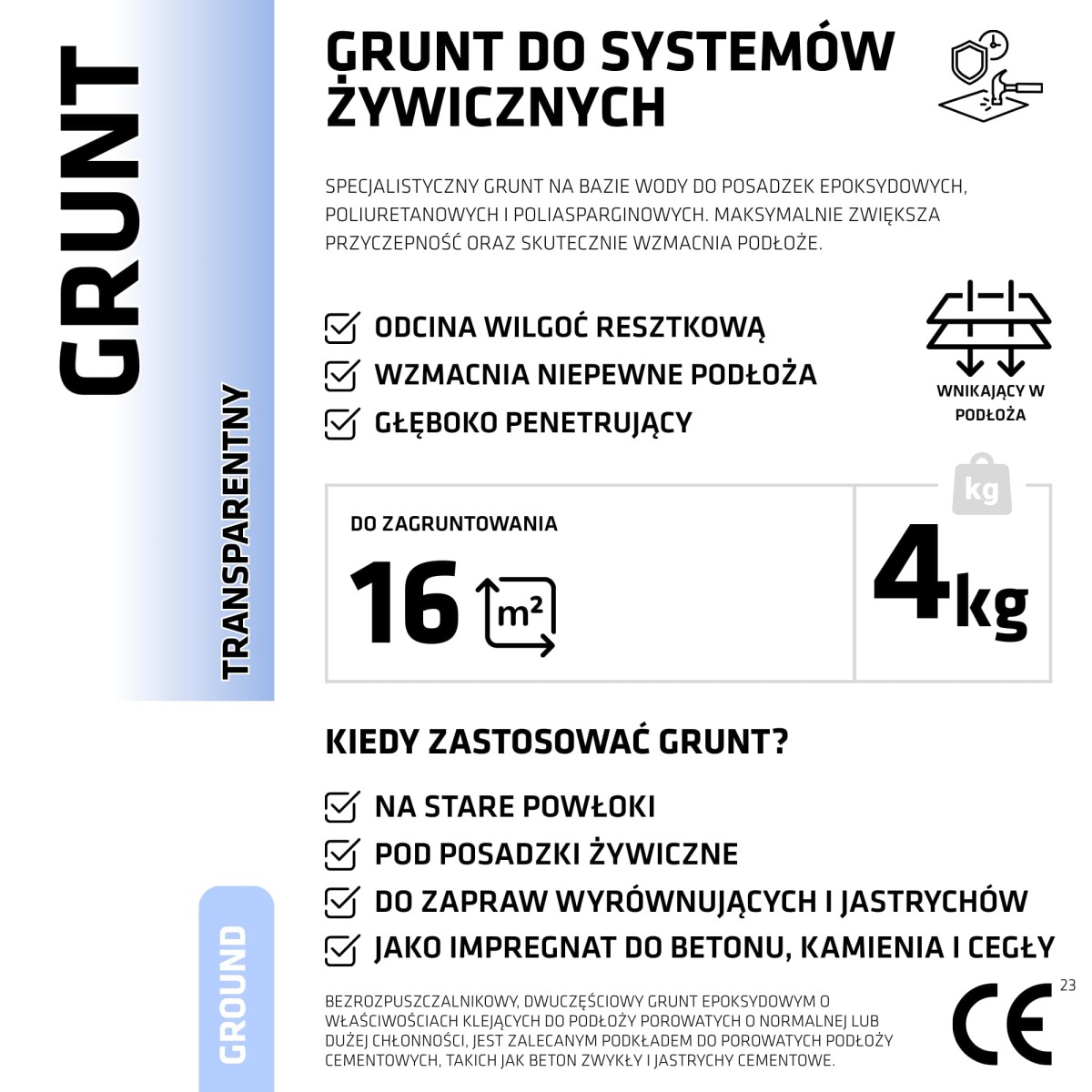 GRUNT IMPREGNAT EPOKSYDOWY POD POSADZKĘ - 4kg - ZESTAW NA 10m2 – dekoracyjne do wnętrz – Szklane Mozaiki
