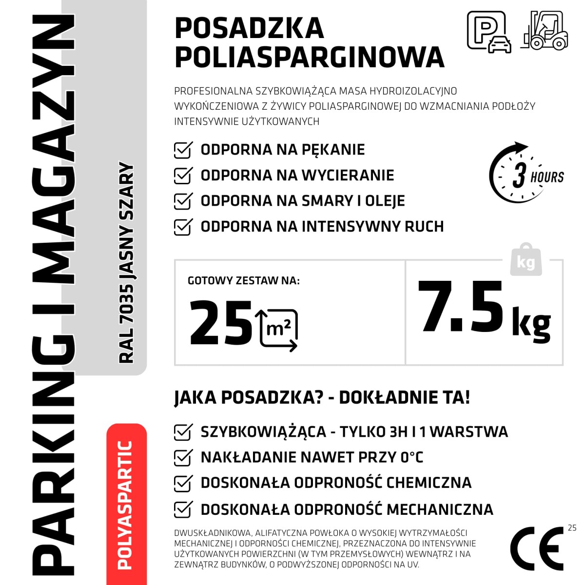 ŻYWICA POLIASPARGINOWA NA PARKING MAGAZYN ZESTAW NA 25m2 RAL 7035 JASNY SZARY – dekoracyjne do wnętrz – Szklane Mozaiki