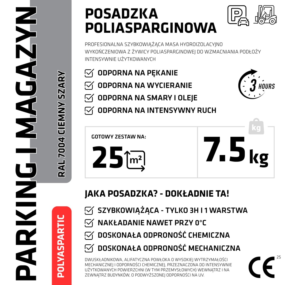ŻYWICA POLIASPARGINOWA NA PARKING MAGAZYN ZESTAW NA 25m2 RAL 7004 CIEMNY SZARY – dekoracyjne do wnętrz – Szklane Mozaiki
