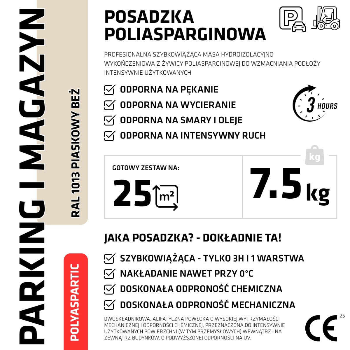 ŻYWICA POLIASPARGINOWA NA PARKING MAGAZYN ZESTAW NA 25m2 RAL 1013 PIASKOWY BEŻ – dekoracyjne do wnętrz – Szklane Mozaiki
