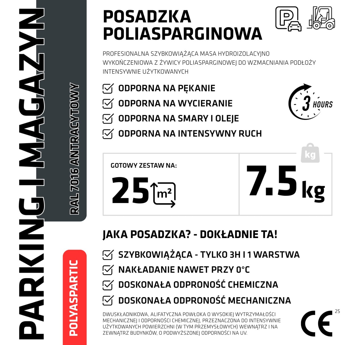 ŻYWICA POLIASPARGINOWA NA PARKING MAGAZYN ZESTAW NA 25m2 RAL 7016 ANTRACYT – dekoracyjne do wnętrz – Szklane Mozaiki