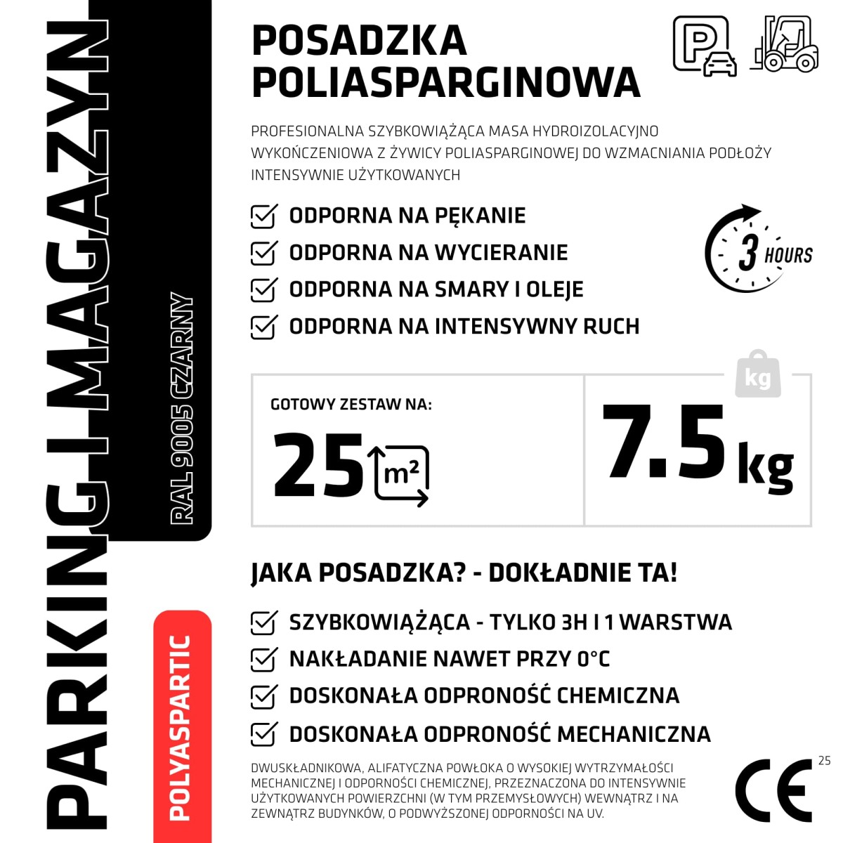 ŻYWICA POLIASPARGINOWA NA PARKING MAGAZYN ZESTAW NA 25m2 RAL 9005 CZARNY – dekoracyjne do wnętrz – Szklane Mozaiki