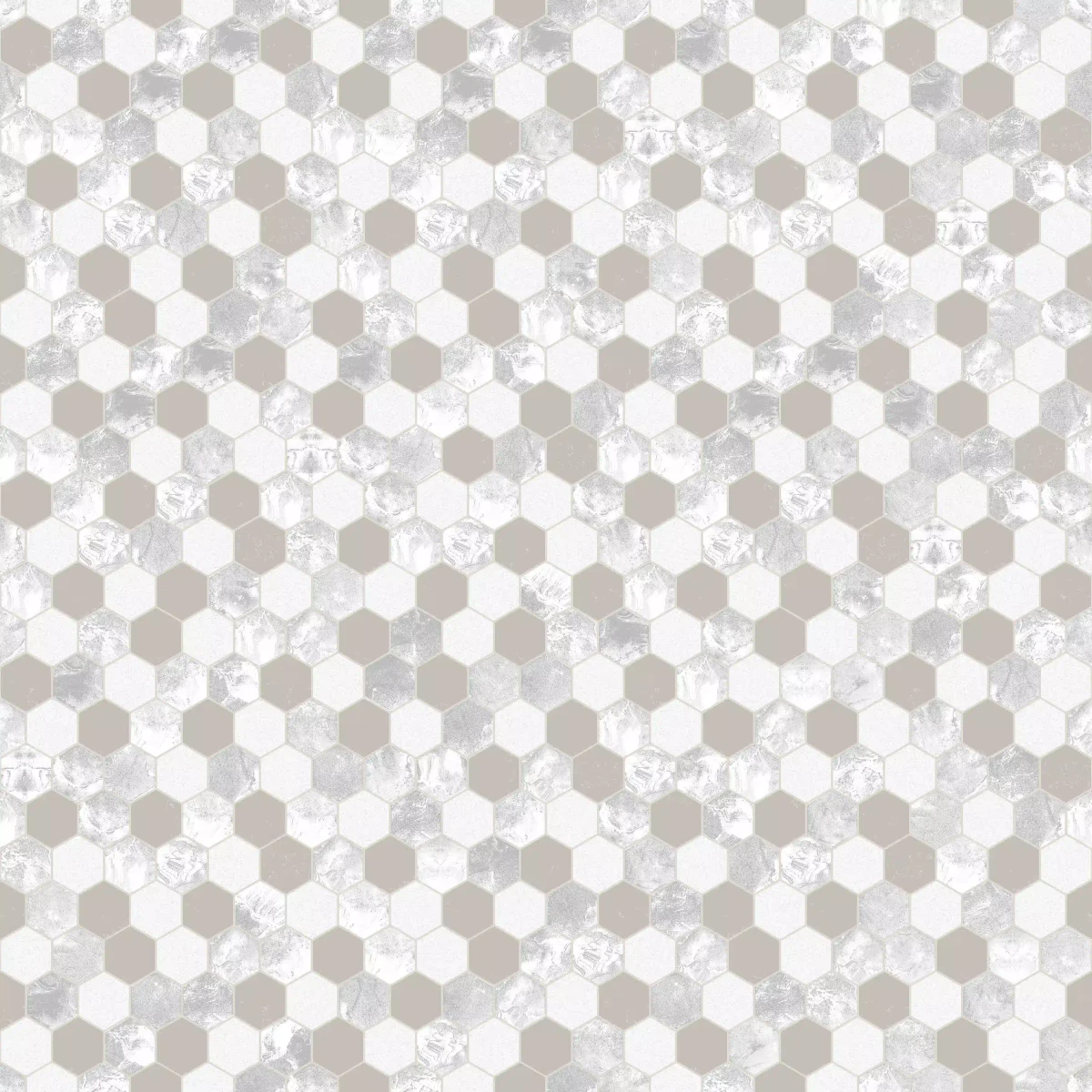 Mozaika ceramiczna Heksagon Volcano Gold White - szklanemozaiki.pl
