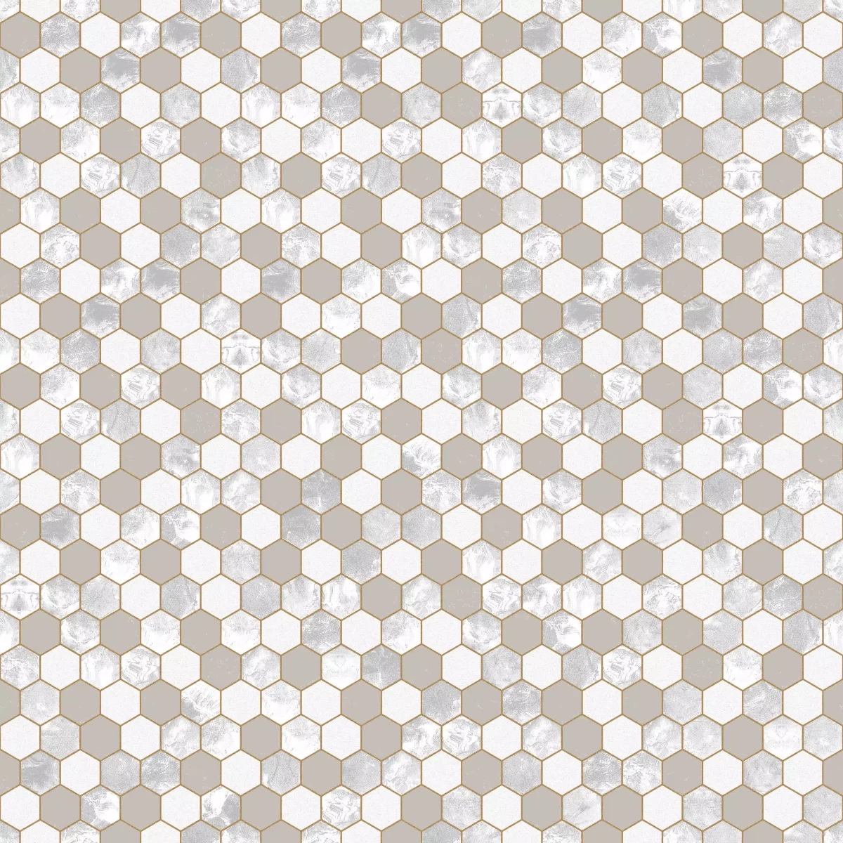 Mozaika ceramiczna Heksagon Volcano Gold White - szklanemozaiki.pl