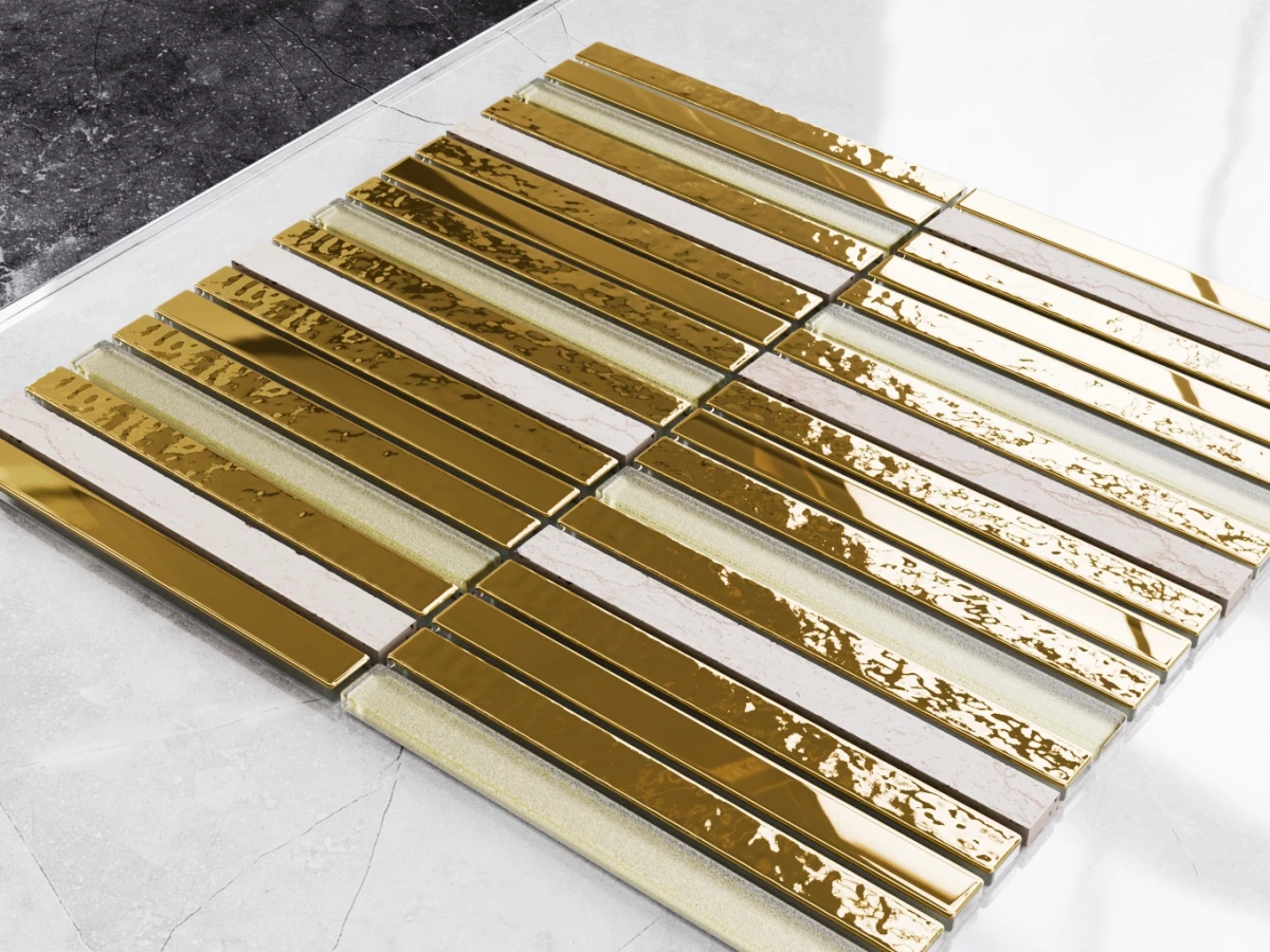 MOZAIKA SZKLANA ZŁOTA PIANO GOLD STRUCTURE – dekoracyjne do wnętrz – Szklane Mozaiki