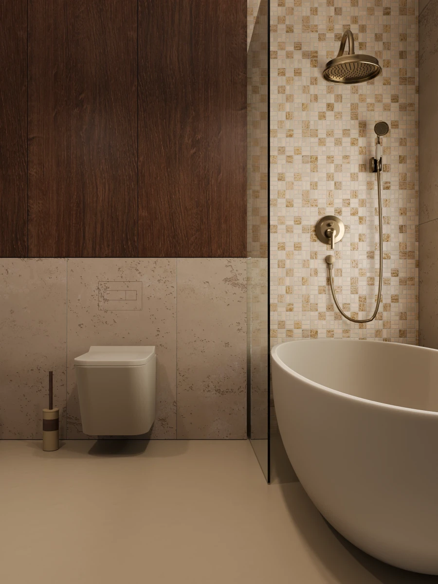 MOZAIKA Z KAMIENIA NATURALNEGO TRAVERTINE PATTERN – dekoracyjne do wnętrz – Szklane Mozaiki