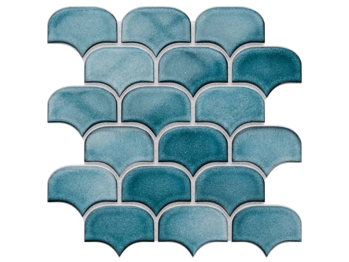 MOZAIKA SZKLANA DRAGON SCALE BLUE  – dekoracyjne do wnętrz – Szklane Mozaiki