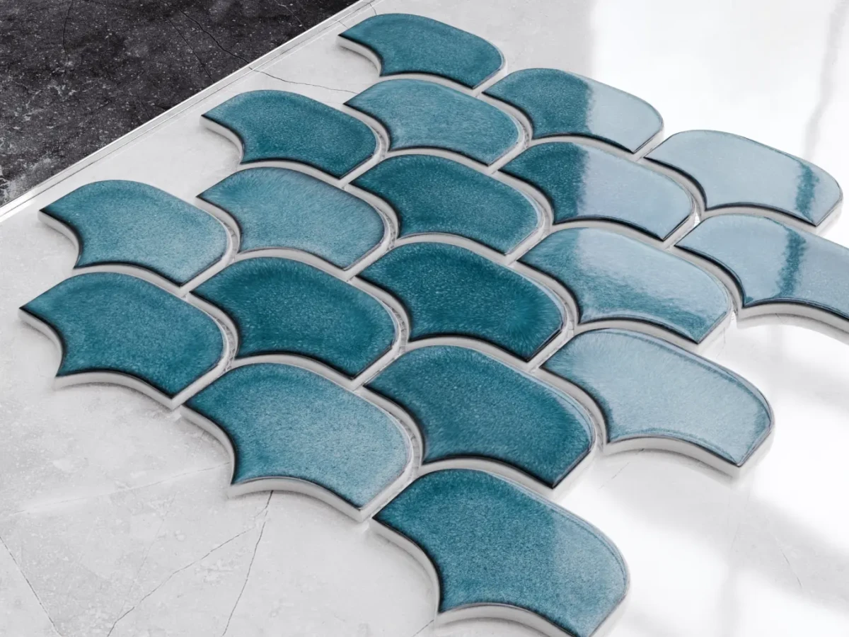 MOZAIKA SZKLANA DRAGON SCALE BLUE  – dekoracyjne do wnętrz – Szklane Mozaiki