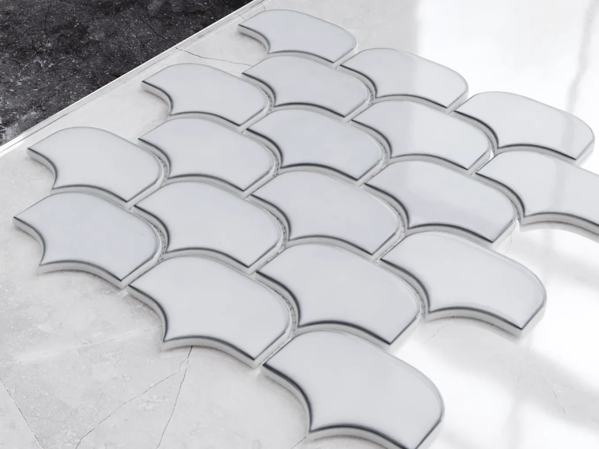 MOZAIKA SZKLANA DRAGON SCALE LIGHT GREY  – dekoracyjne do wnętrz – Szklane Mozaiki