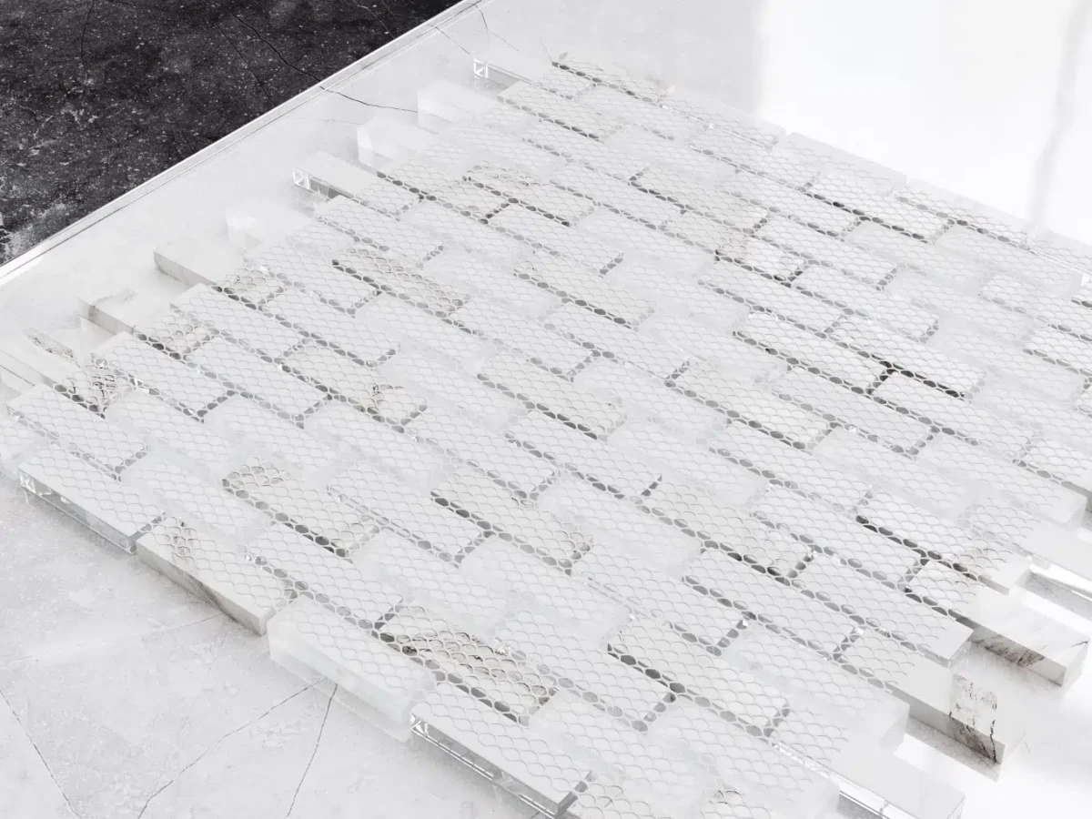 Mozaika ceramiczna Heksagon Volcano Gold White - szklanemozaiki.pl