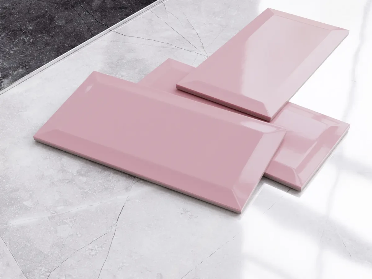 PŁYTKA ŚCIENNA METRO PINK RÓŻOWA POLER 10x20 gat. I – dekoracyjne do wnętrz – Szklane Mozaiki