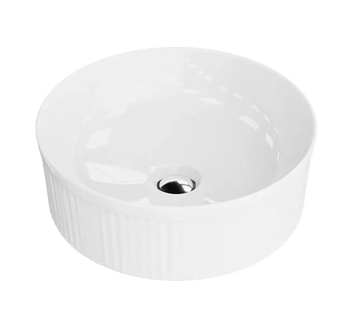 Umywalka nablatowa Mismo – okrągła, biały połysk 360x360 mm 