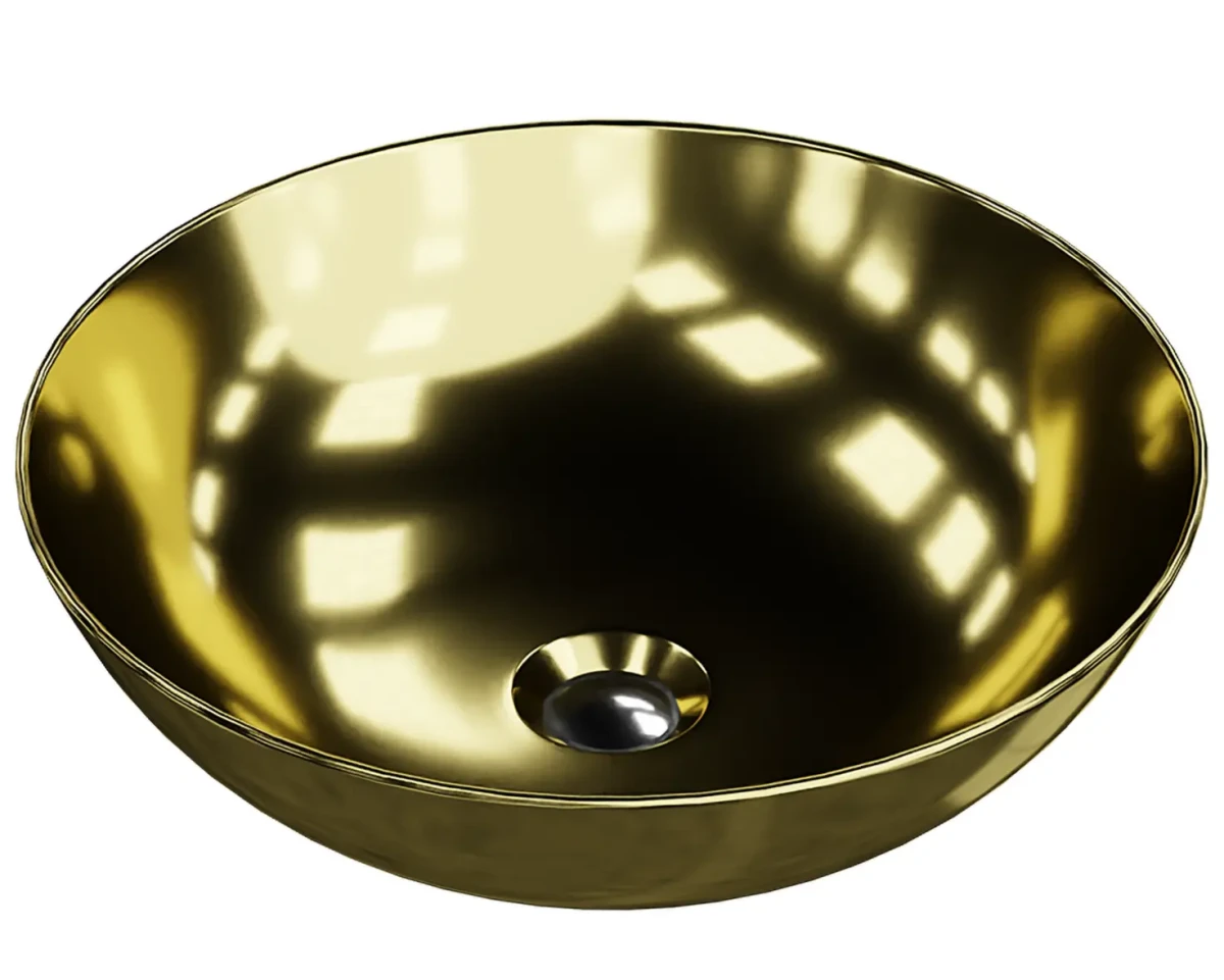 Umywalka nablatowa Narciso Gold 40×40 – złota ceramika