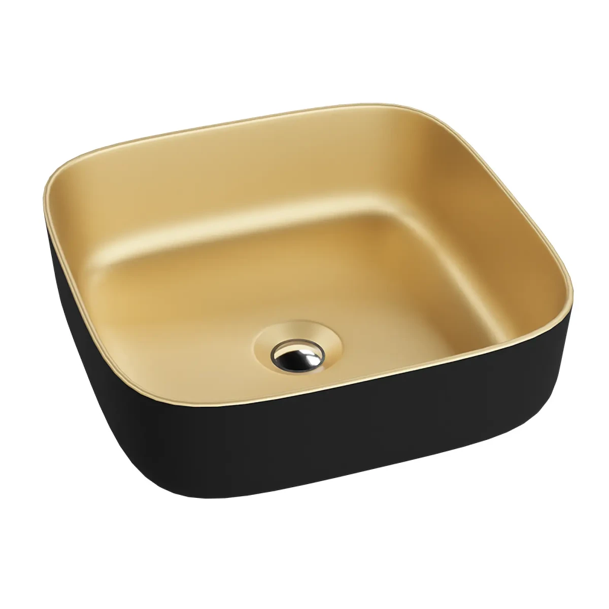 Umywalka nablatowa Folla Mini Gold/Black 39×39 – złoty czarny mat
