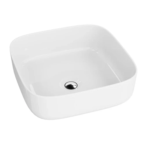 Umywalka nablatowa Folla mini  – Kwadratowa,  biała 390x390 mm