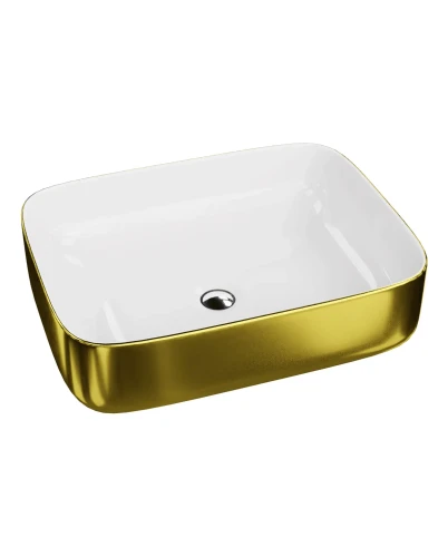 Umywalka nablatowa Folla Gold /white – Prostokąt,  złoto-biała 505x400 mm