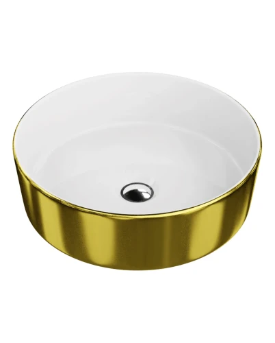 Umywalka nablatowa Agua Gold/white – Okrągła,  złoto-biała 370x370 mm