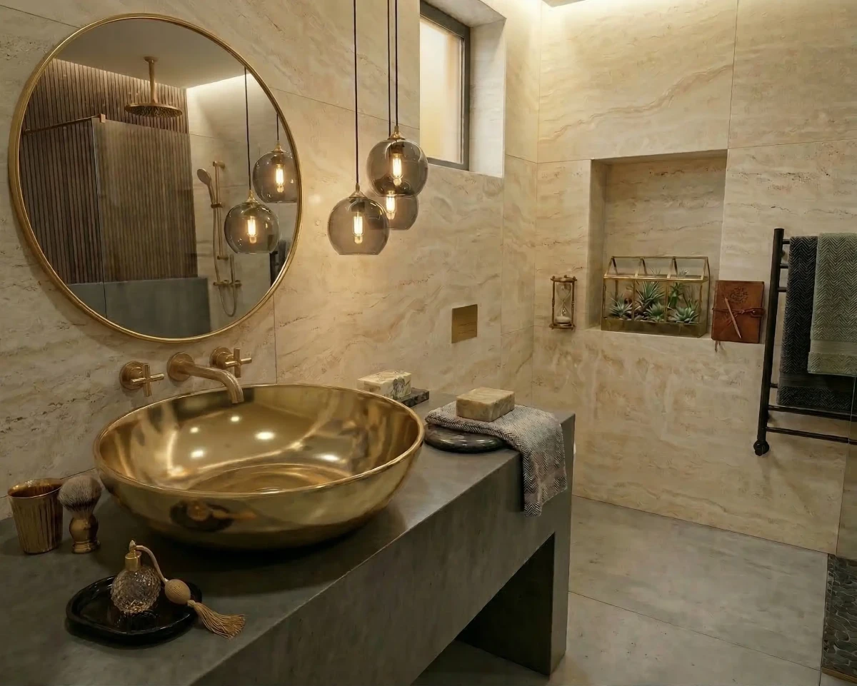 Umywalka nablatowa Narciso Gold 40×40 – złota ceramika