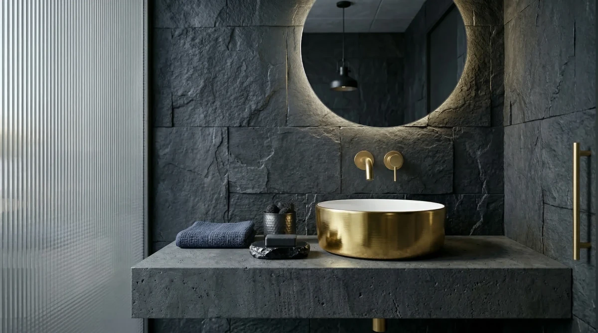 Umywalka nablatowa Agua Brushed Gold 37×37 – biała złota