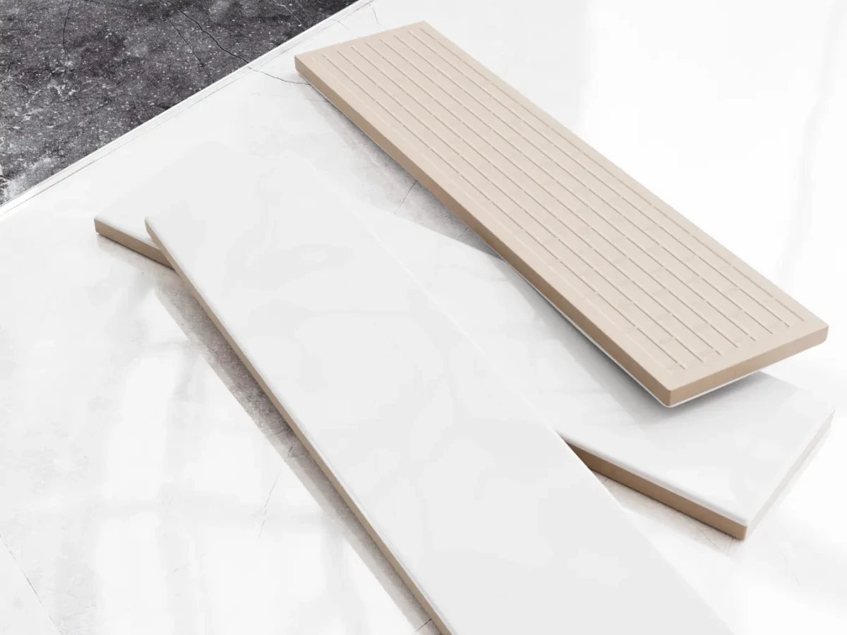 Brick Acuarela Neutro 30x7.5 cm – biała mozaika ceramiczna